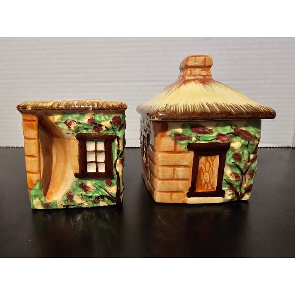 Vintage Set of Cottage Creamer & Sugar Bowl with Lid Made in Occupied Japan - Picture 5 of 10